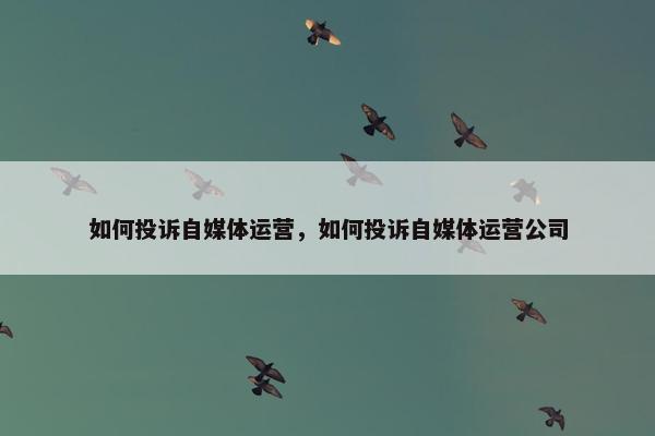 如何投诉自媒体运营，如何投诉自媒体运营公司