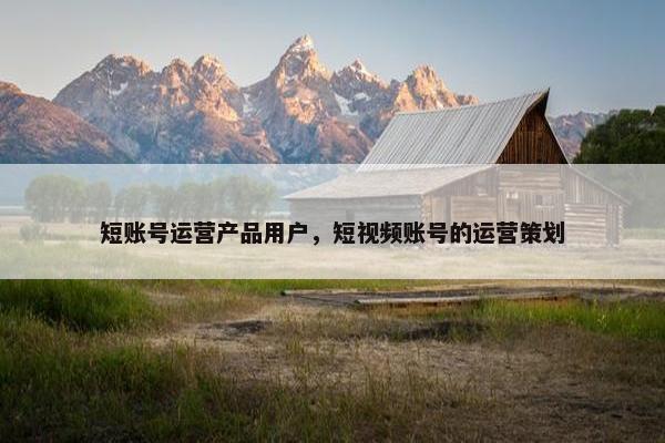 短账号运营产品用户，短视频账号的运营策划