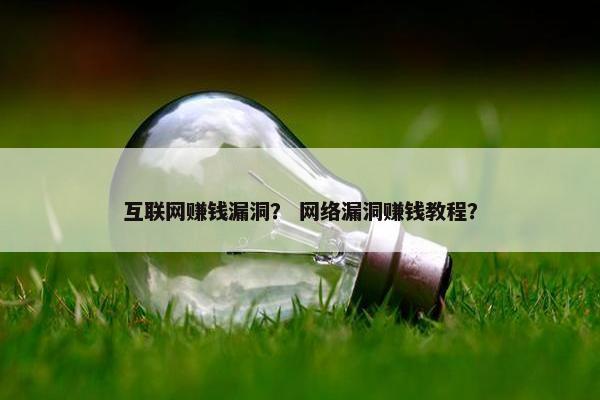互联网赚钱漏洞？ 网络漏洞赚钱教程？