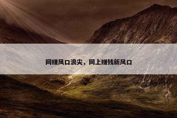 网赚风口浪尖，网上赚钱新风口