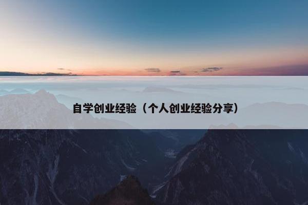 自学创业经验（个人创业经验分享）
