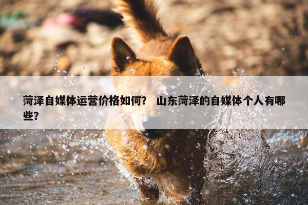 菏泽自媒体运营价格如何？ 山东菏泽的自媒体个人有哪些？