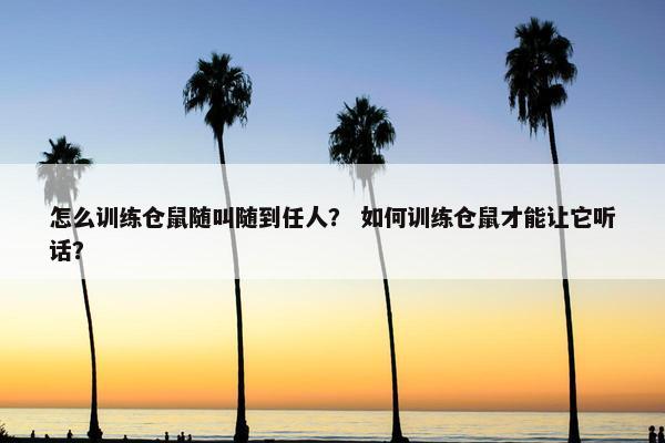 怎么训练仓鼠随叫随到任人？ 如何训练仓鼠才能让它听话？