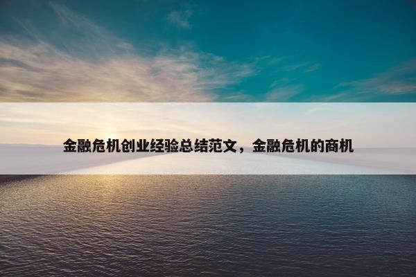 金融危机创业经验总结范文，金融危机的商机
