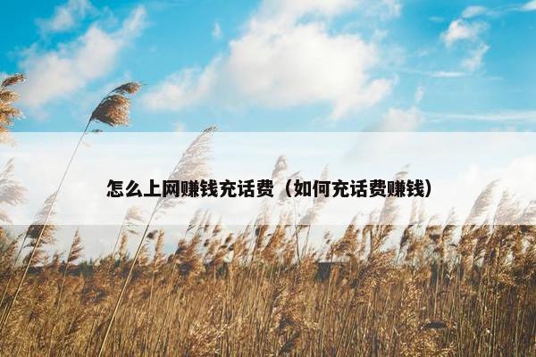 怎么上网赚钱充话费（如何充话费赚钱）