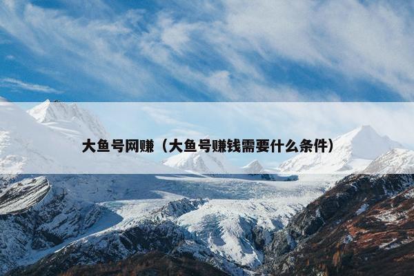 大鱼号网赚（大鱼号赚钱需要什么条件）