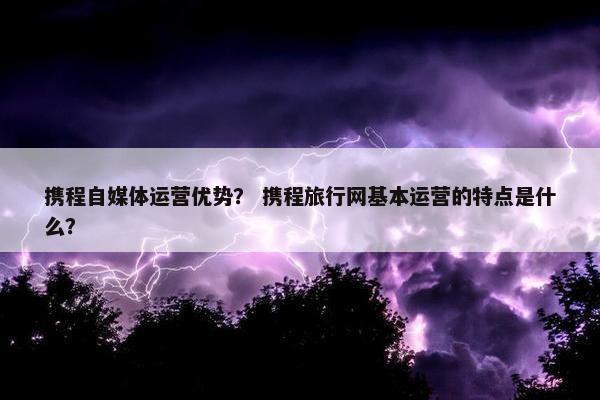 携程自媒体运营优势？ 携程旅行网基本运营的特点是什么？