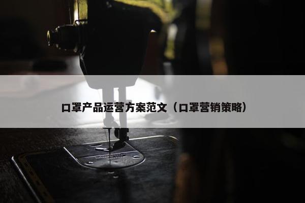 口罩产品运营方案范文（口罩营销策略）
