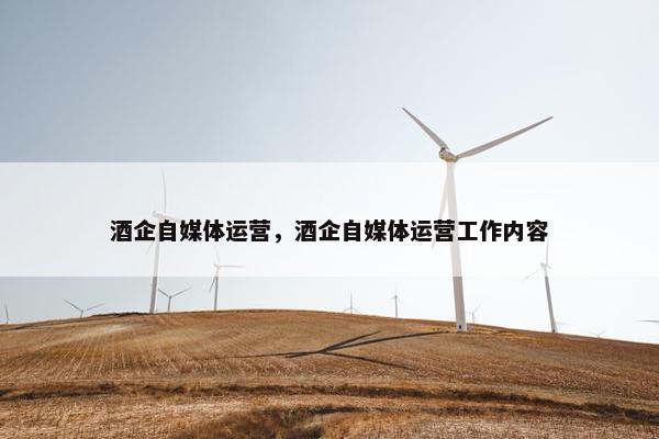 酒企自媒体运营，酒企自媒体运营工作内容