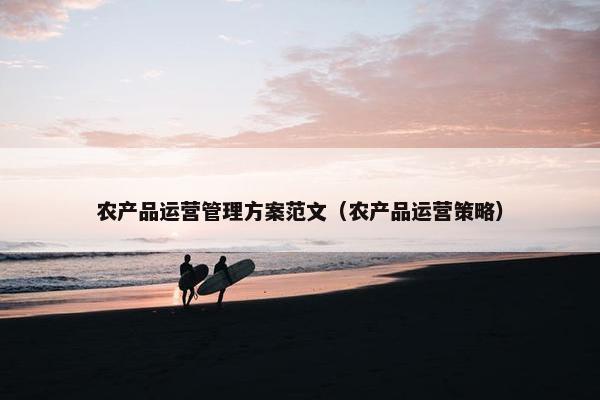 农产品运营管理方案范文（农产品运营策略）
