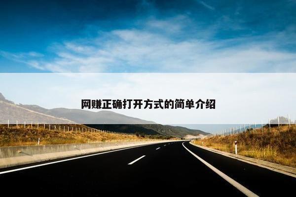 网赚正确打开方式的简单介绍