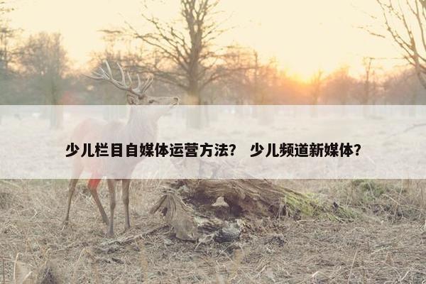 少儿栏目自媒体运营方法？ 少儿频道新媒体？