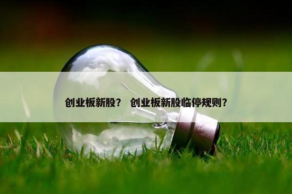 创业板新股？ 创业板新股临停规则？