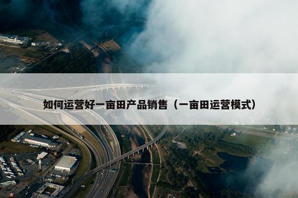 如何运营好一亩田产品销售（一亩田运营模式）