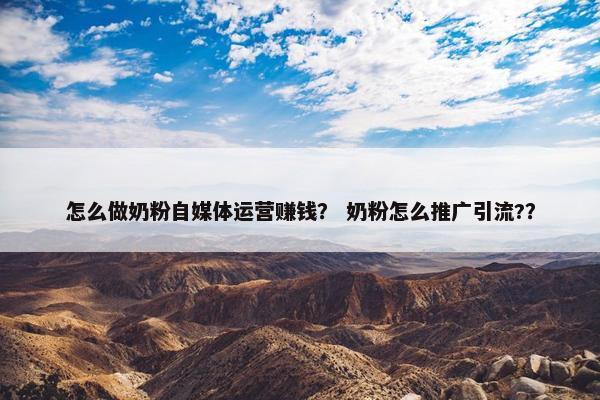 怎么做奶粉自媒体运营赚钱？ 奶粉怎么推广引流?？