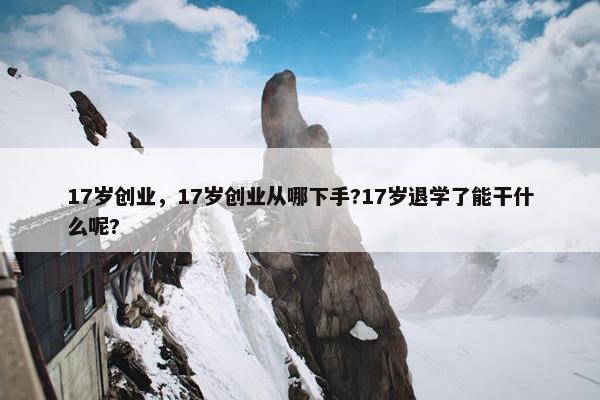 17岁创业，17岁创业从哪下手?17岁退学了能干什么呢?
