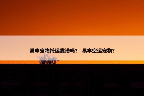 易丰宠物托运靠谱吗？ 易丰空运宠物？