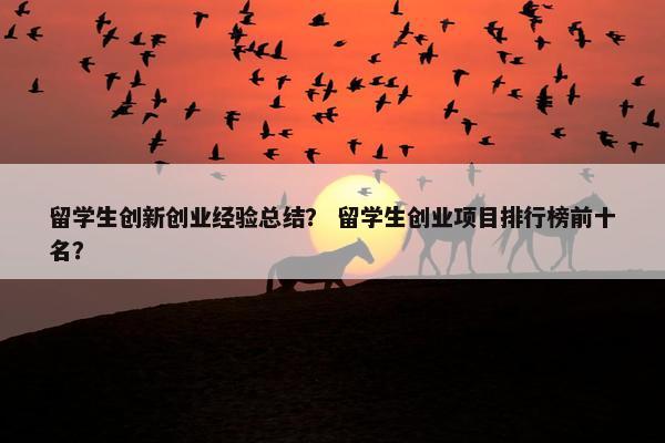 留学生创新创业经验总结？ 留学生创业项目排行榜前十名？