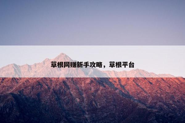 草根网赚新手攻略，草根平台