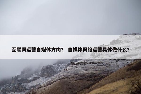 互联网运营自媒体方向？ 自媒体网络运营具体做什么？