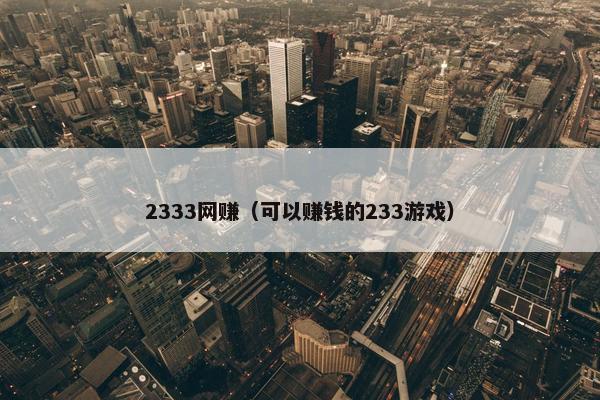 2333网赚（可以赚钱的233游戏）