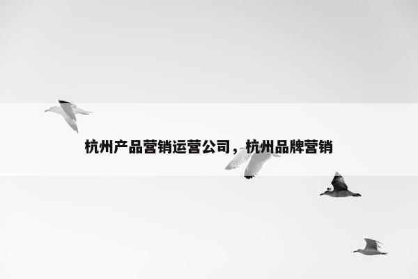 杭州产品营销运营公司，杭州品牌营销