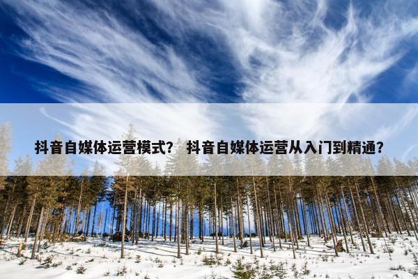 抖音自媒体运营模式？ 抖音自媒体运营从入门到精通？