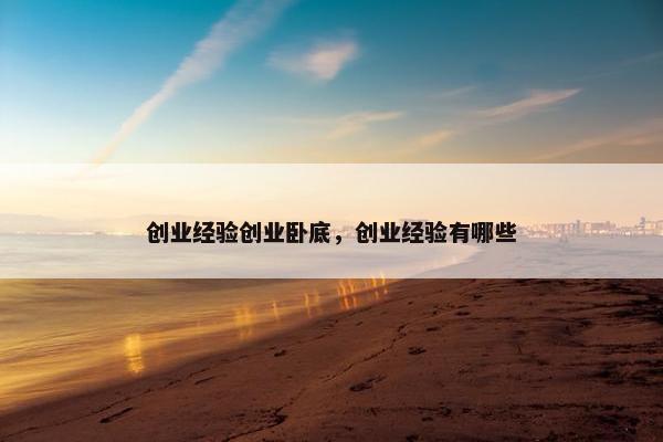 创业经验创业卧底，创业经验有哪些