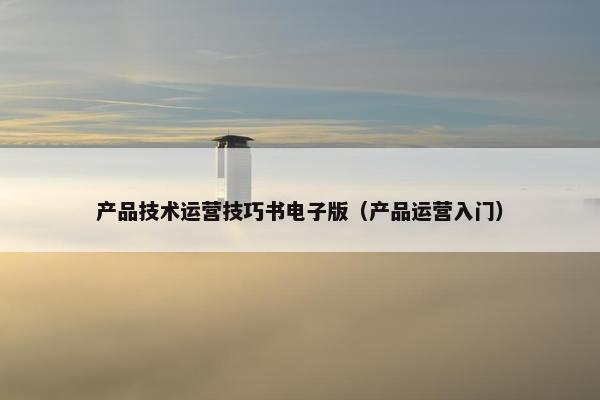 产品技术运营技巧书电子版（产品运营入门）