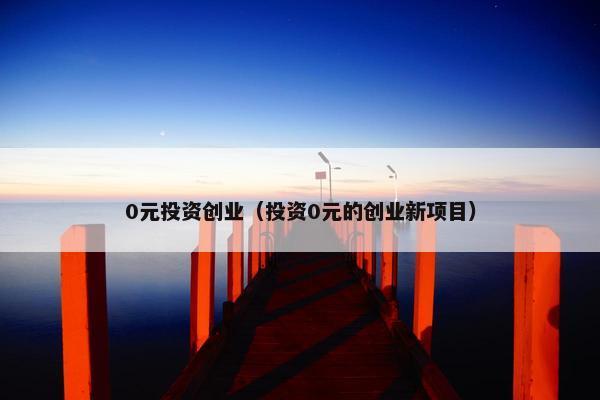 0元投资创业（投资0元的创业新项目）