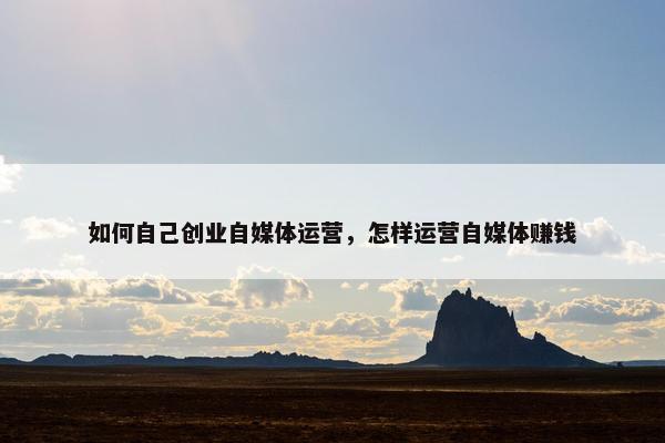 如何自己创业自媒体运营，怎样运营自媒体赚钱