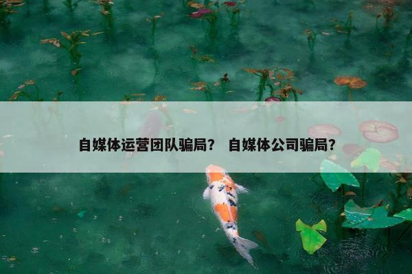 自媒体运营团队骗局？ 自媒体公司骗局？