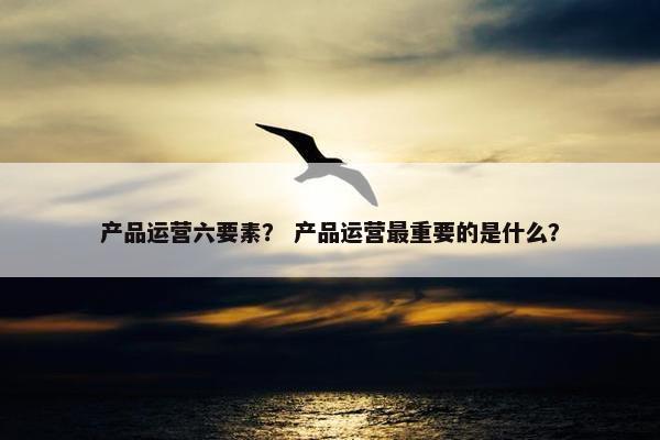 产品运营六要素？ 产品运营最重要的是什么？