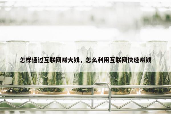 怎样通过互联网赚大钱，怎么利用互联网快速赚钱