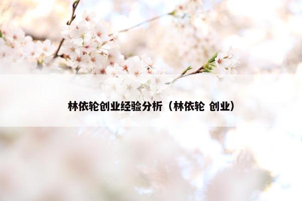 林依轮创业经验分析（林依轮 创业）