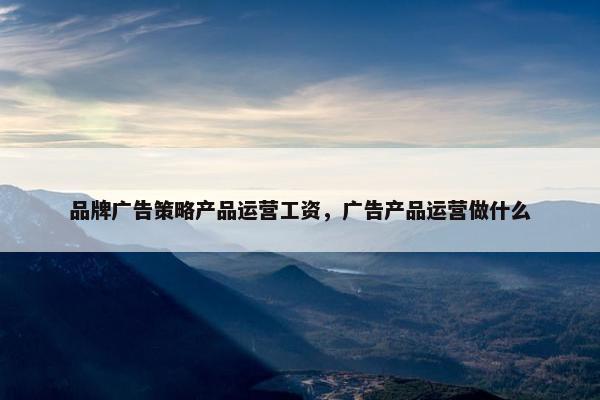品牌广告策略产品运营工资，广告产品运营做什么