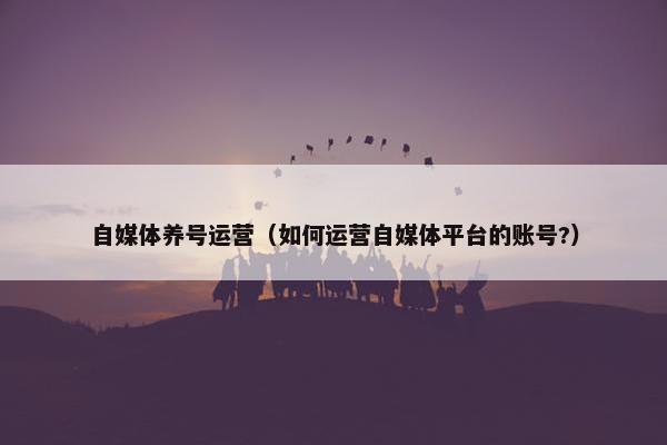 自媒体养号运营（如何运营自媒体平台的账号?）