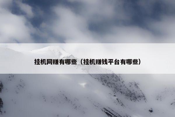 挂机网赚有哪些（挂机赚钱平台有哪些）