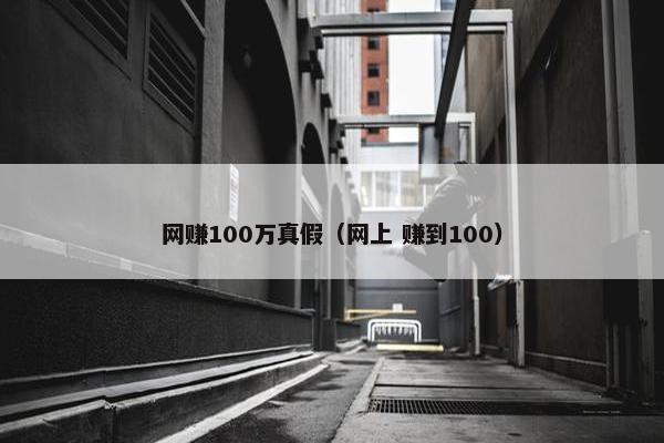 网赚100万真假（网上 赚到100）