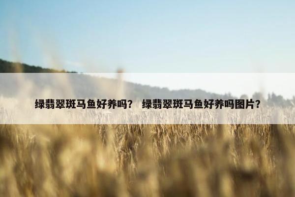 绿翡翠斑马鱼好养吗？ 绿翡翠斑马鱼好养吗图片？