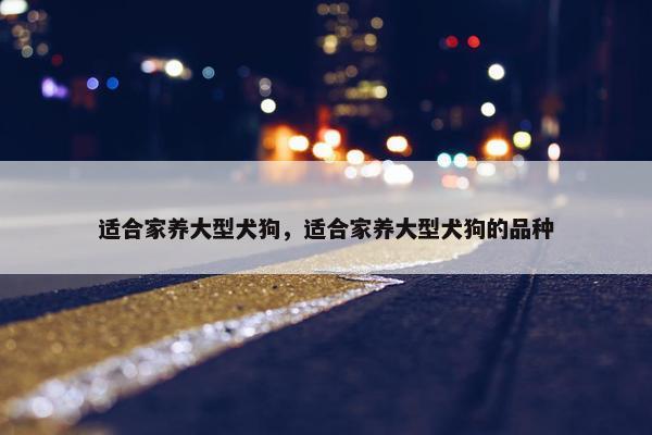 适合家养大型犬狗，适合家养大型犬狗的品种