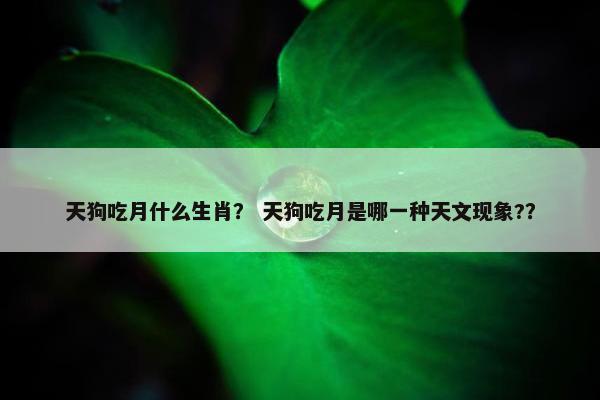 天狗吃月什么生肖？ 天狗吃月是哪一种天文现象?？