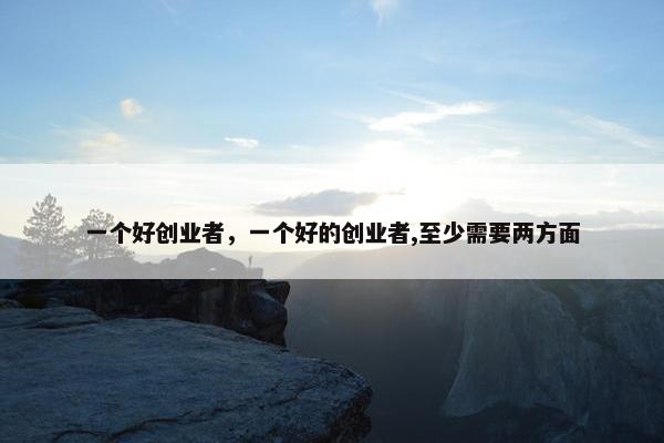 一个好创业者，一个好的创业者,至少需要两方面
