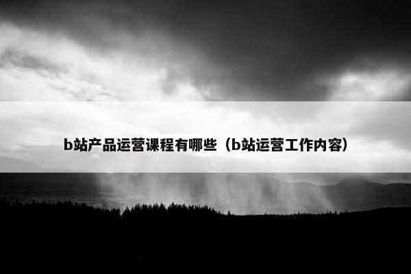 b站产品运营课程有哪些（b站运营工作内容）