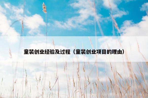童装创业经验及过程（童装创业项目的理由）