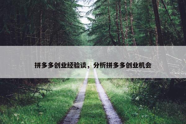 拼多多创业经验谈，分析拼多多创业机会