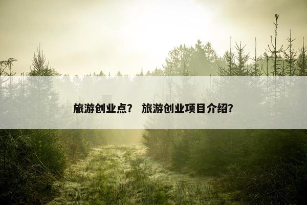旅游创业点？ 旅游创业项目介绍？