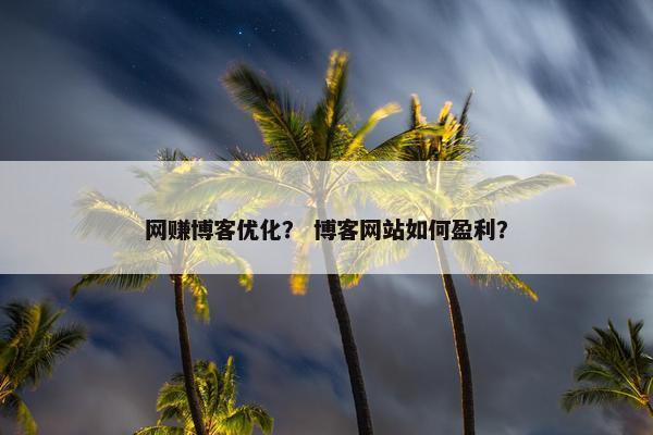 网赚博客优化？ 博客网站如何盈利？