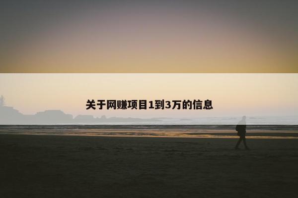 关于网赚项目1到3万的信息