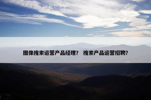 图像搜索运营产品经理？ 搜索产品运营招聘？